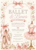 Ballet and Bows editable birthday invitation watercolor design