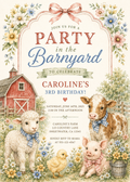 Barnyard editable birthday invitation watercolor farm design