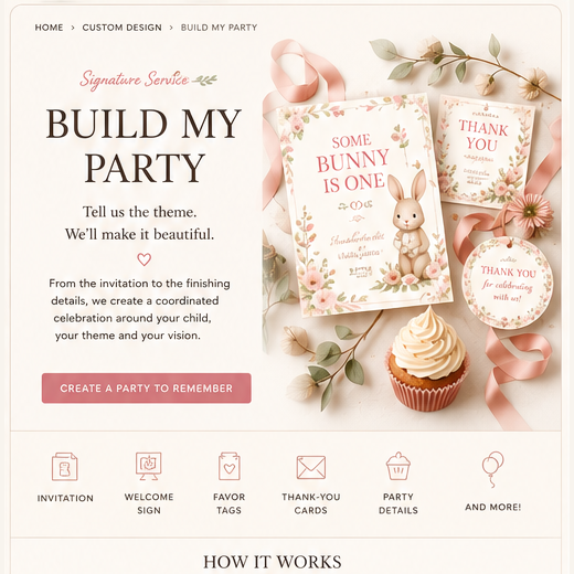 Build My Party custom birthday design service hero