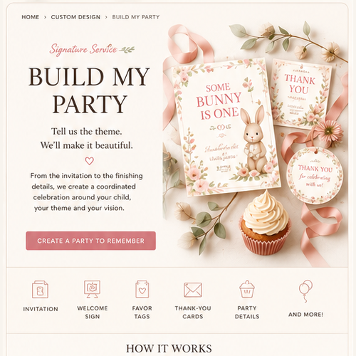 Build My Party custom birthday design service hero