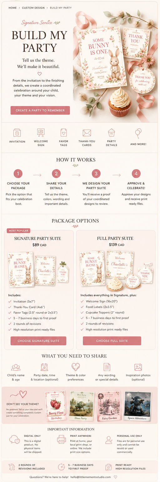 Build My Party package and process guide