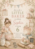 Little Baker watercolor birthday invitation
