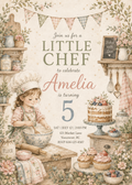 Little Chef watercolor birthday invitation