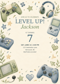 Little Gamer watercolor editable birthday invitation template