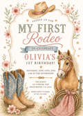 My First Rodeo editable birthday invitation watercolor design