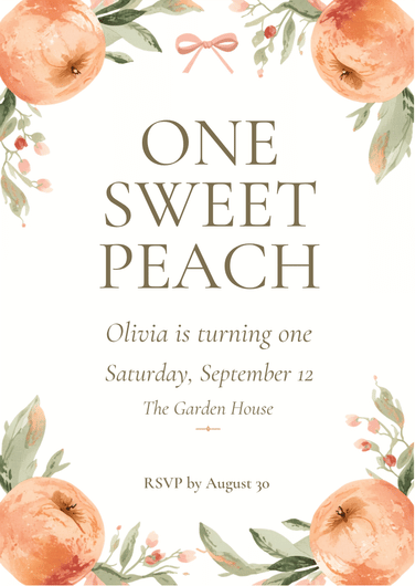 One Sweet Peach editable birthday invitation