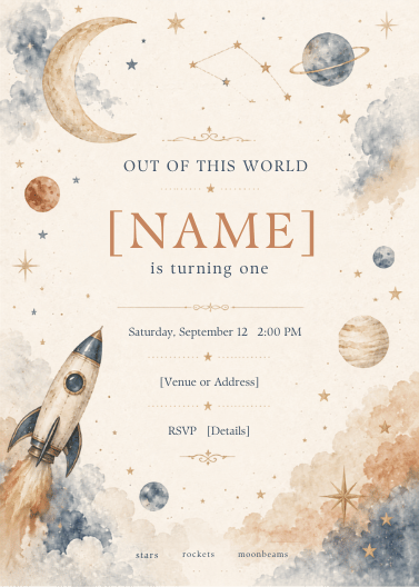 Out of This World editable birthday invitation