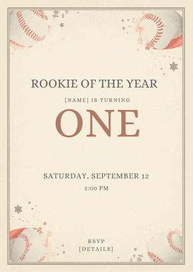 Rookie of the Year editable birthday invitation