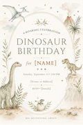 Watercolor Dinosaur editable birthday invitation